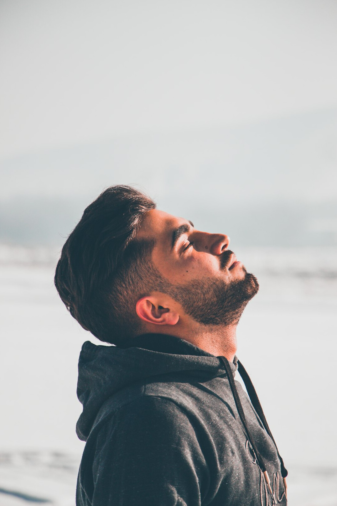 person doing deep breathing