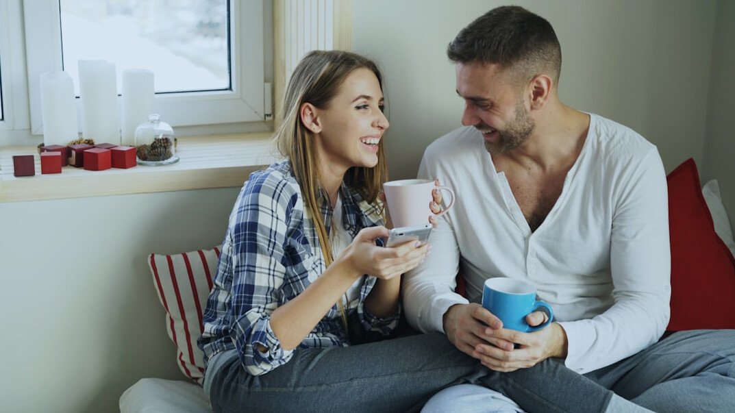 couple talking on couch